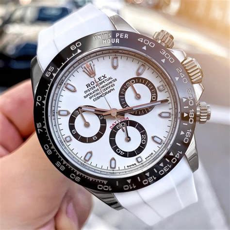 rolex daytona white gold black strap|Rolex daytona with rubber strap.